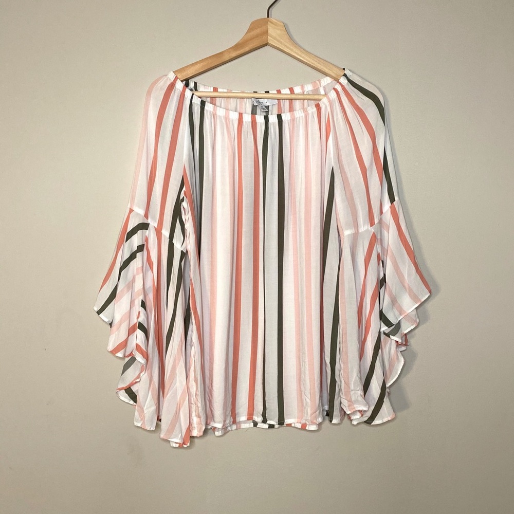 Striped Bell-Sleeve Blouse M